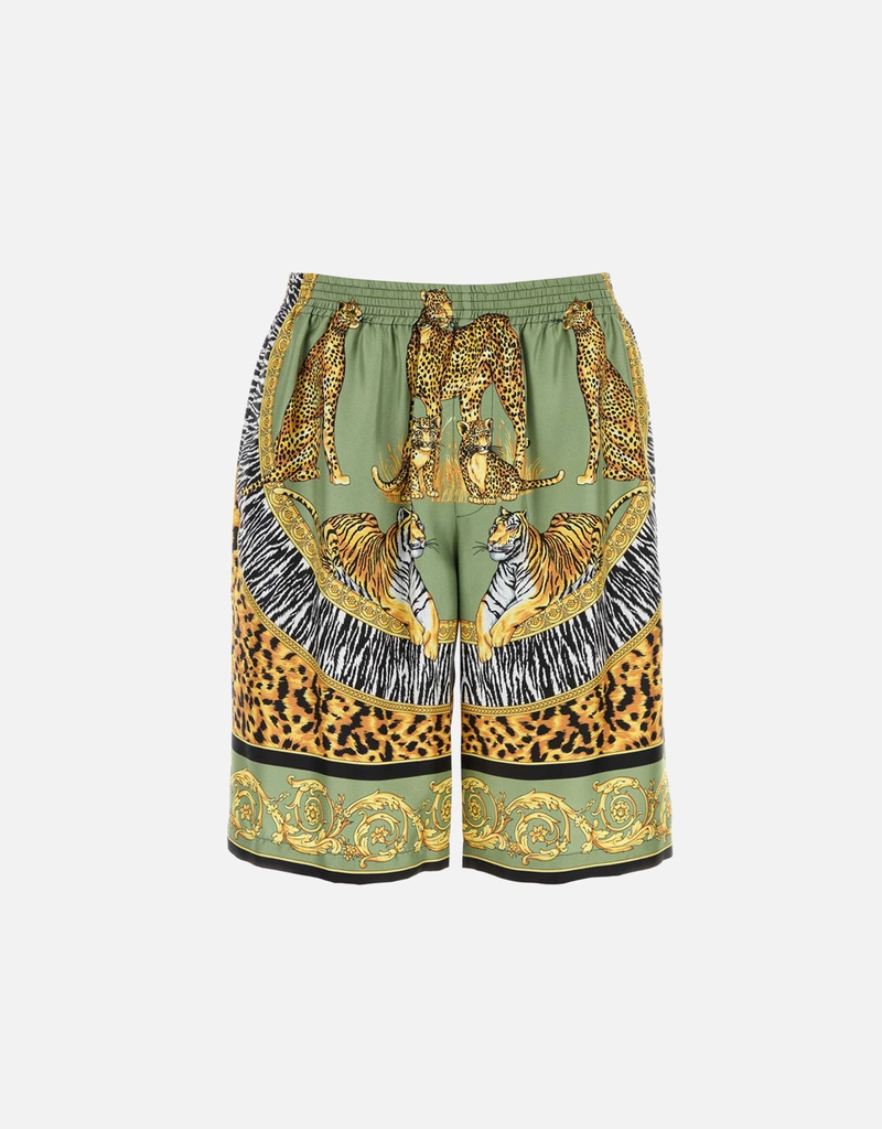 Versace メンズ ワイルドキャッツ シルクショーツ (ズボン＆ショート