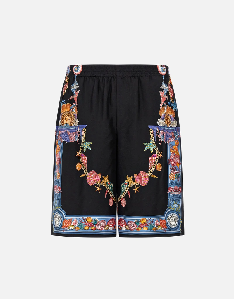 Versace メンズ コーラルシアター シルク ショーツ (ズボン＆ショート