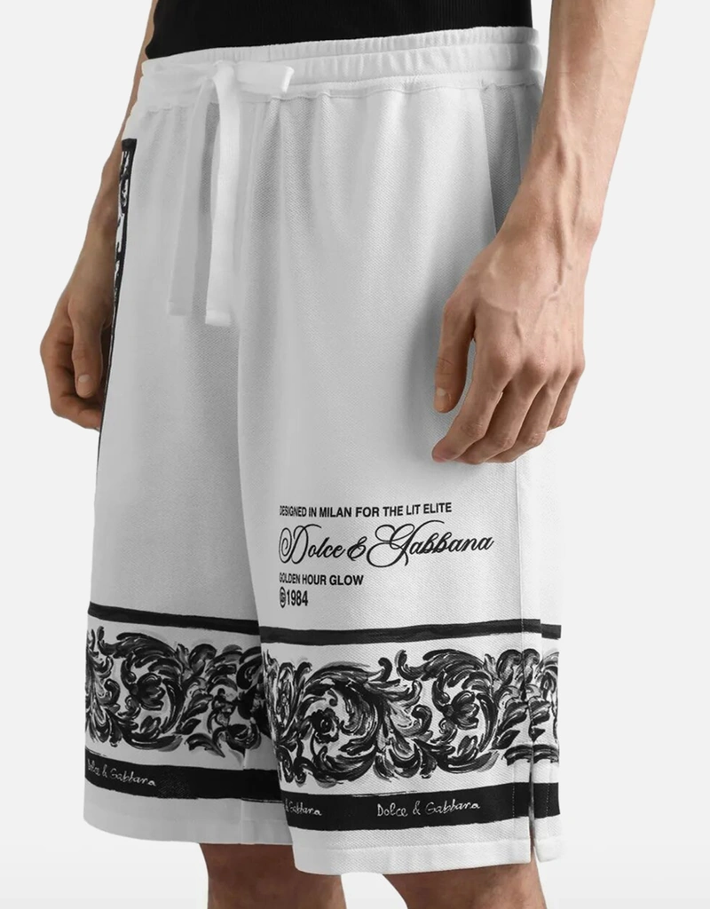Dolce & Gabbana メンズ マヨリカプリント コットンバミューダショーツ