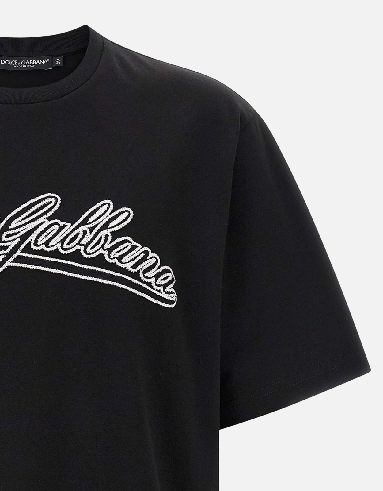 Dolce & Gabbana メンズ ロゴ刺繍コットンTシャツ (アパレル,トップス