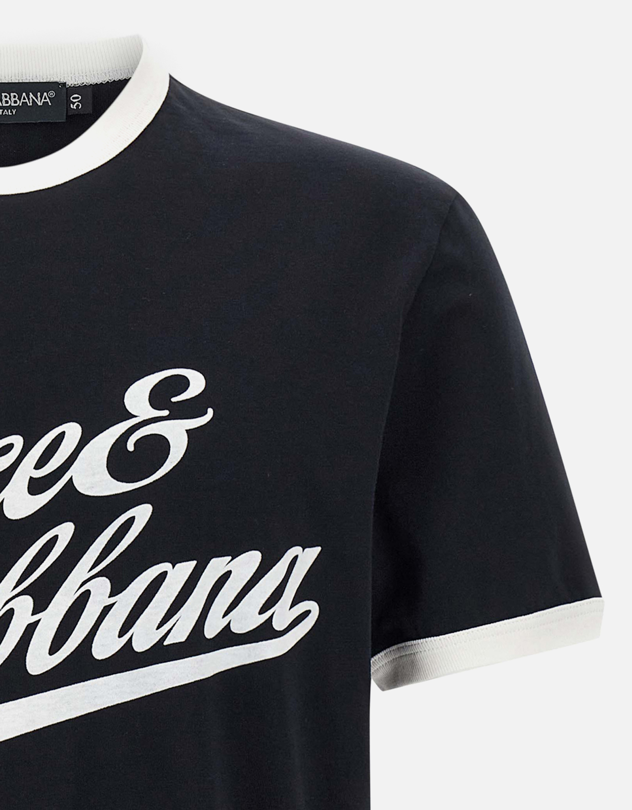Dolce & Gabbana メンズ コットンベルベットロゴTシャツ (トップス＆T