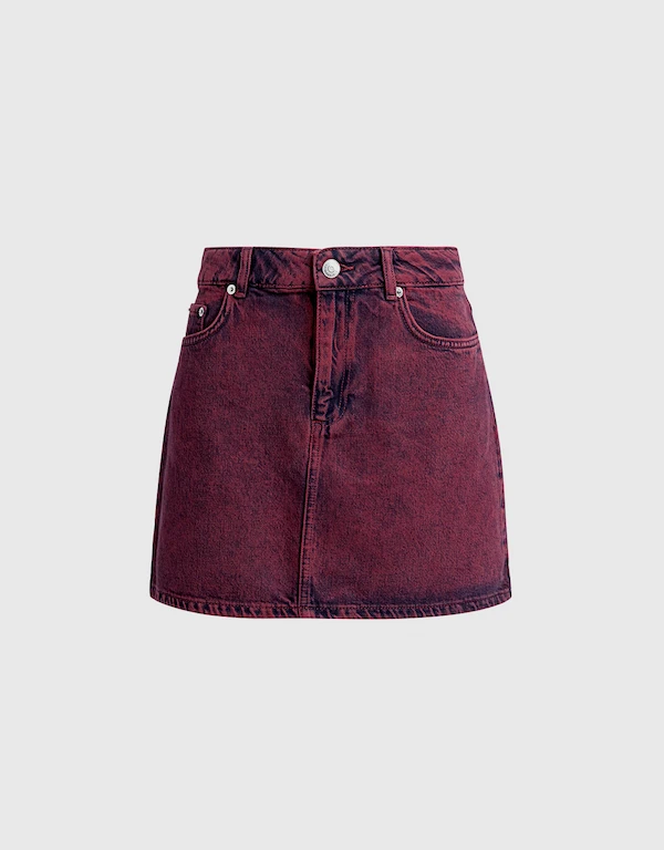 Colored Washed Denim Mini Skirt