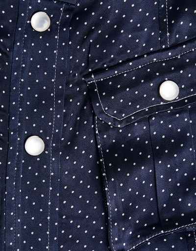 Pocket Detail Dotted Satin Midi Skirt 