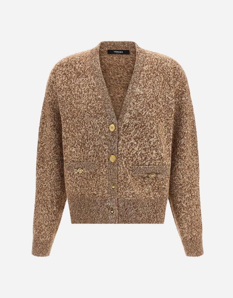 Versace Mouliné カシミアブレンド ニット ボクシー カーディガン