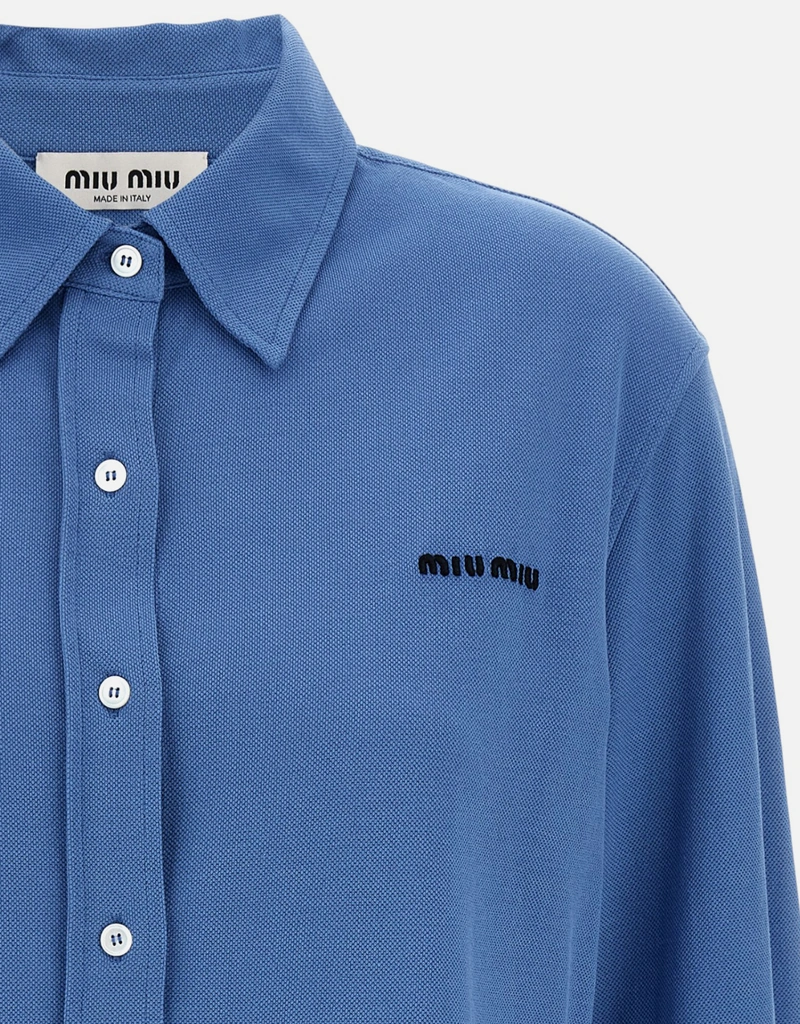 Miu Miu ロゴ刺繍コットンシャツ (トップス,ボタンダウンシャツ