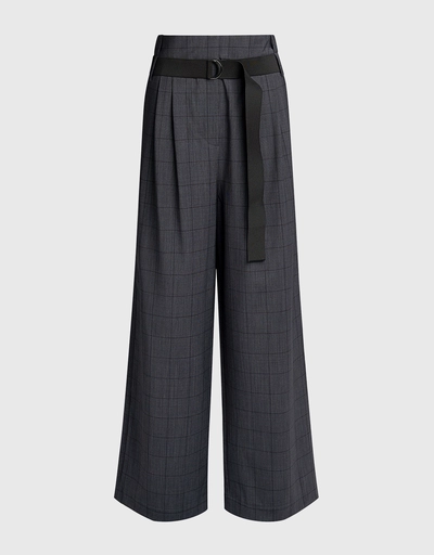 Stella Checked Belted Wide-leg Pants