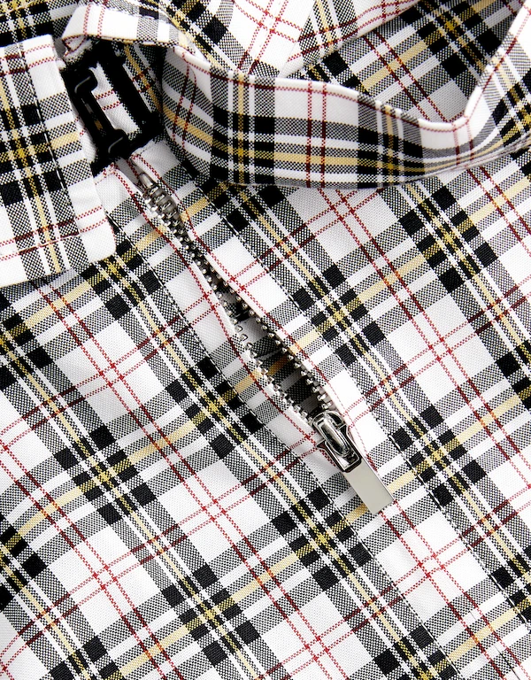 Tibi Kingston Plaid Neck Tie With Zip Detail Shirt