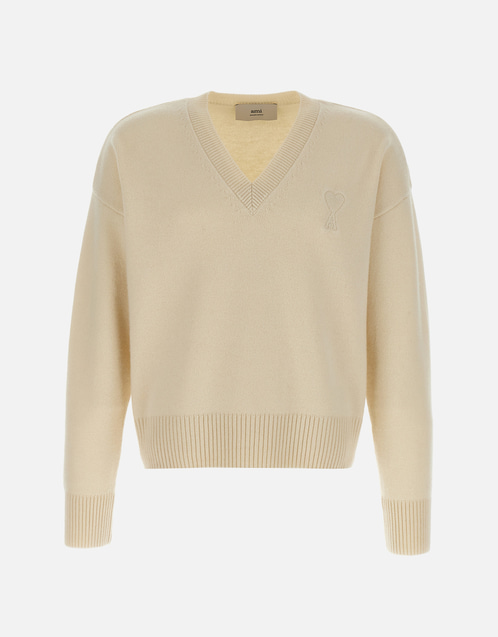 ami paris ダイヤモンド柄 Vネックセーター AMI Paris ユニセックス Ami De Coeur ウール Vネックセーター