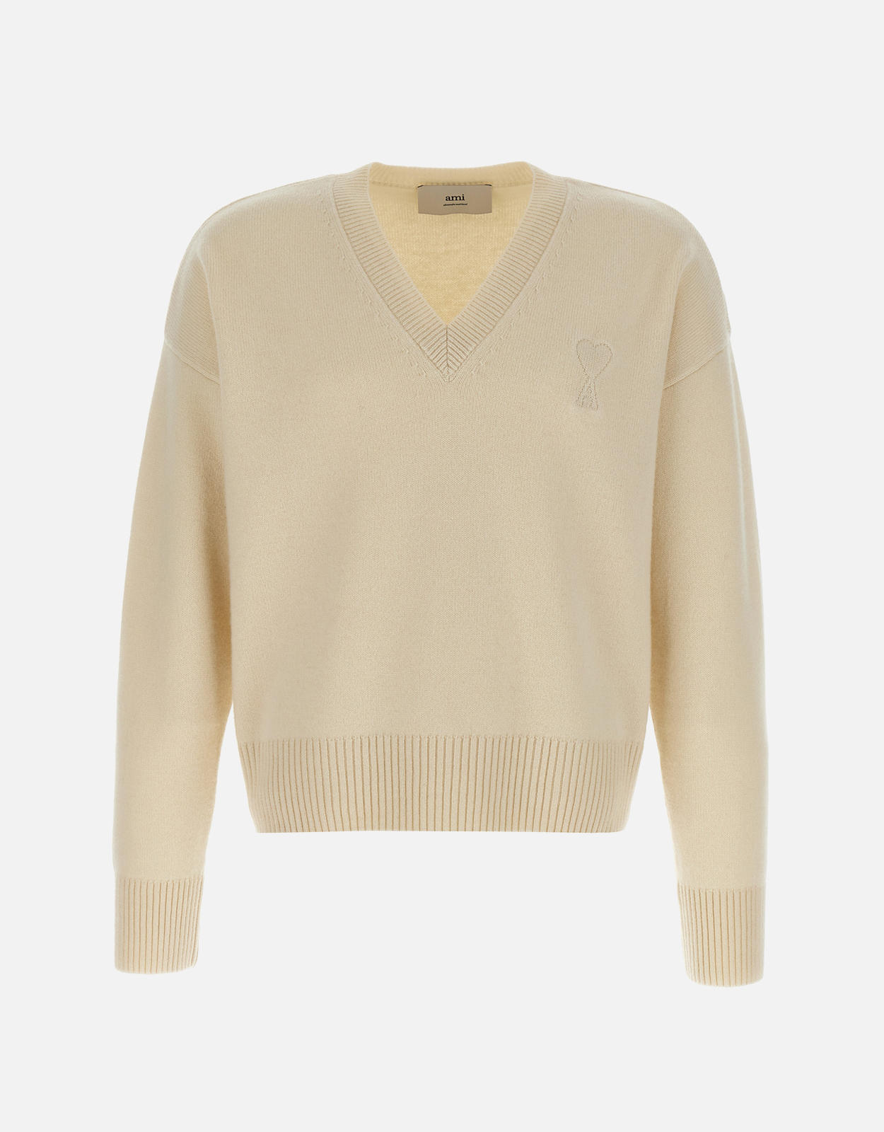 AMI Paris ユニセックス Ami De Coeur ウール Vネックセーター