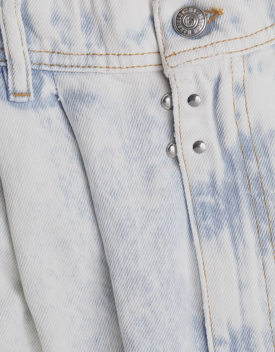 Super Bleach Wash Wide-leg Cropped Jeans