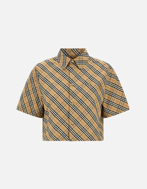 Burberry クロップドチェックコットンシャツ (すべての新品) IFCHIC.COM