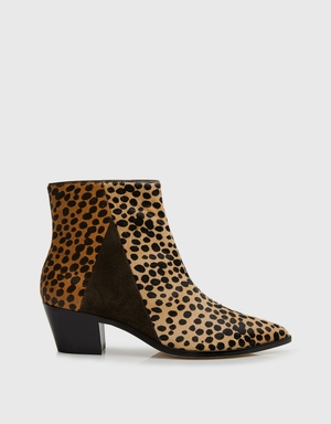 leopard print low heel boots