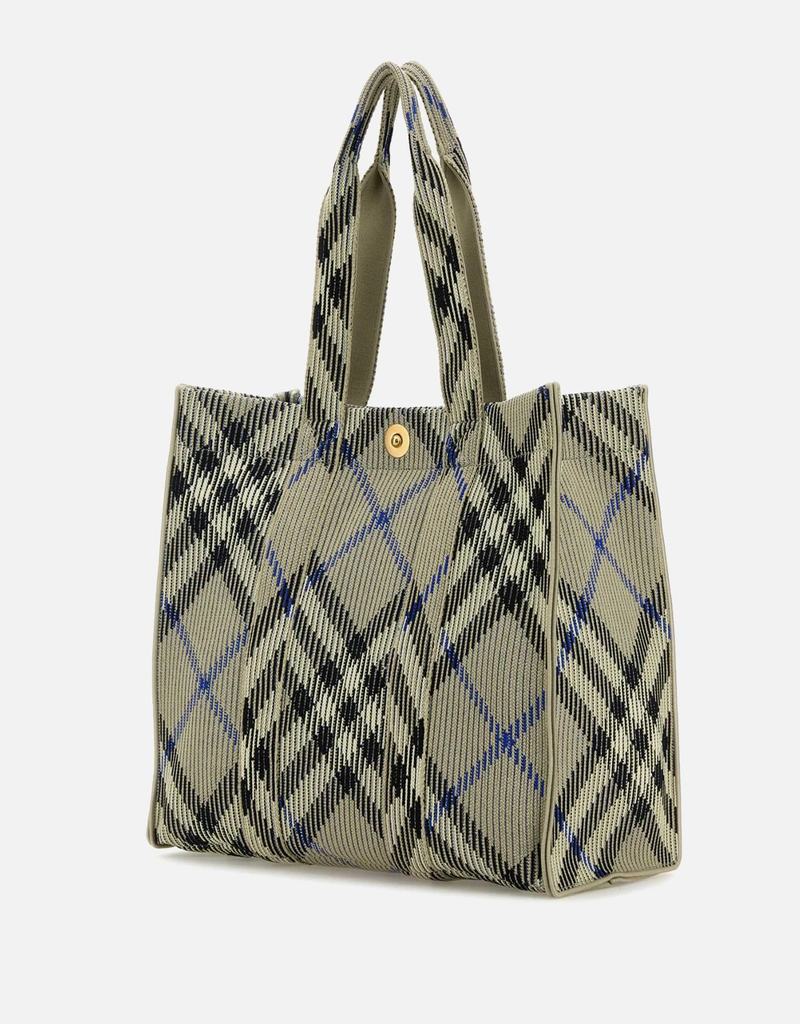 バーバリー　キャンバス ハンドバッグ Burberry 刺繍キャンバス ミディアムチェック ショッピングバッグ