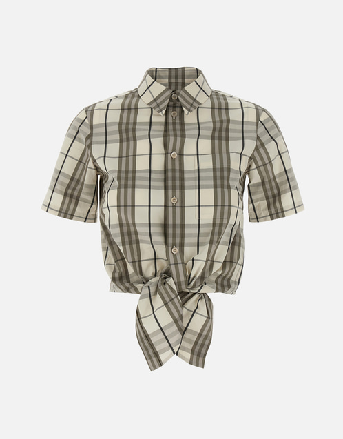 Burberry クロップドチェックコットンシャツ (トップス) IFCHIC.COM