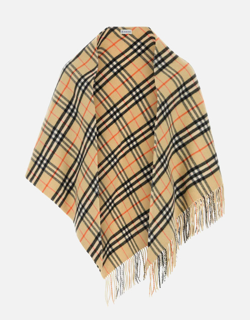 Burberry チェック ウール カシミヤ ケープ (ジャケット,ポンチョ