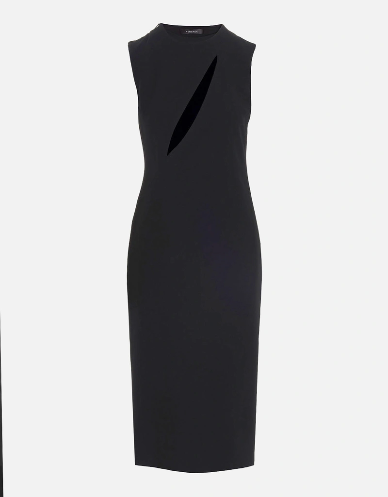black versace dress HAL BLACK SLEEVELESS MIDI DRESS – DISSH main image 1