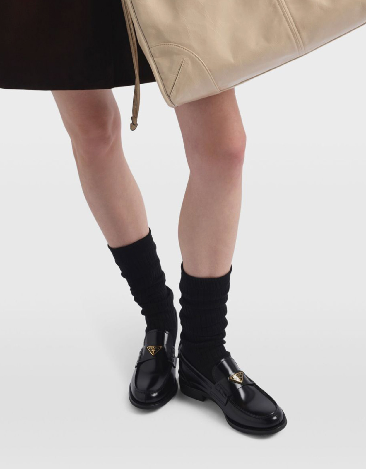 Prada Logo Calfskin Leather ローファー () IFCHIC.COM