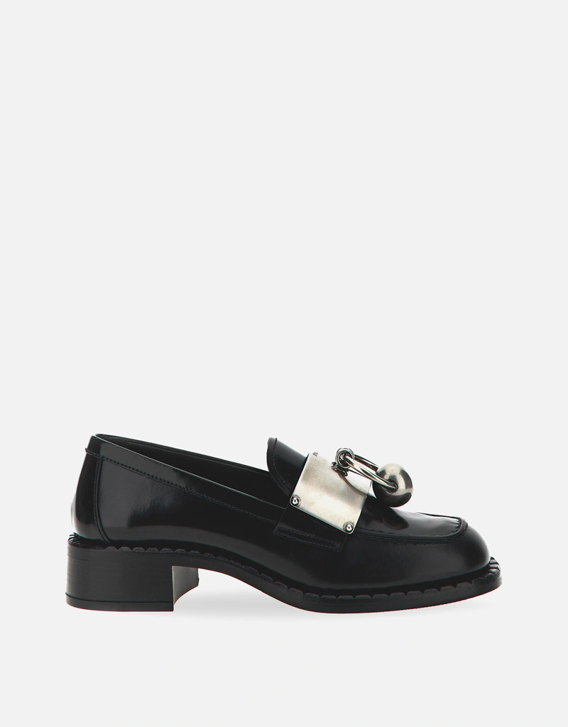 Prada Suede Calfskin Leather Metal Bit Loafers () IFCHIC.COM