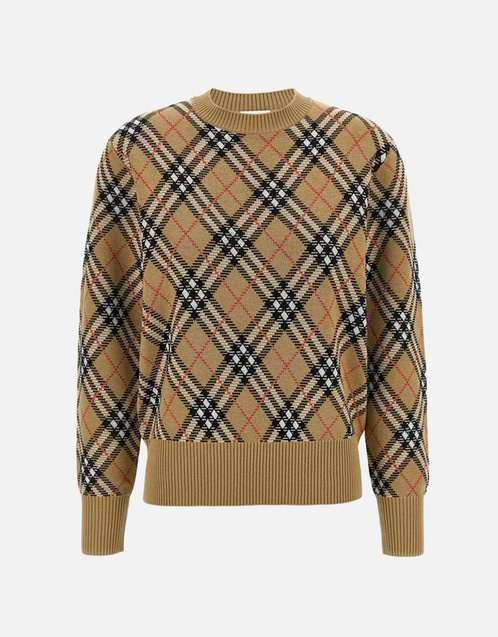 Burberry Check-Pattern Wool Sweater () IFCHIC.COM