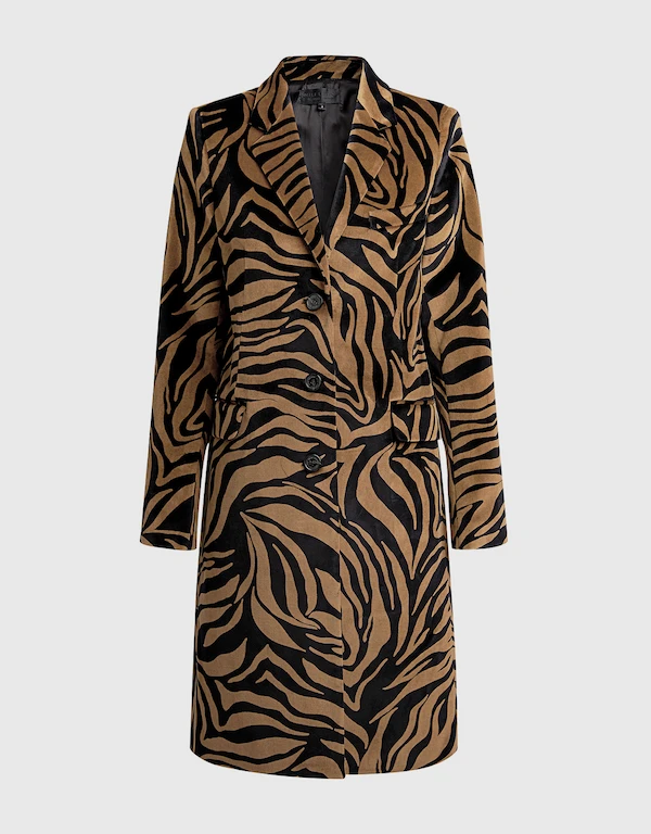 Rosalin Tiger Print Cotton-velour Coat