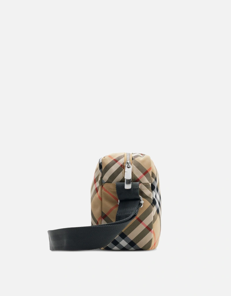 Burberry Men's Embroidered Fabric Check Crossbody Bag () IFCHIC.COM