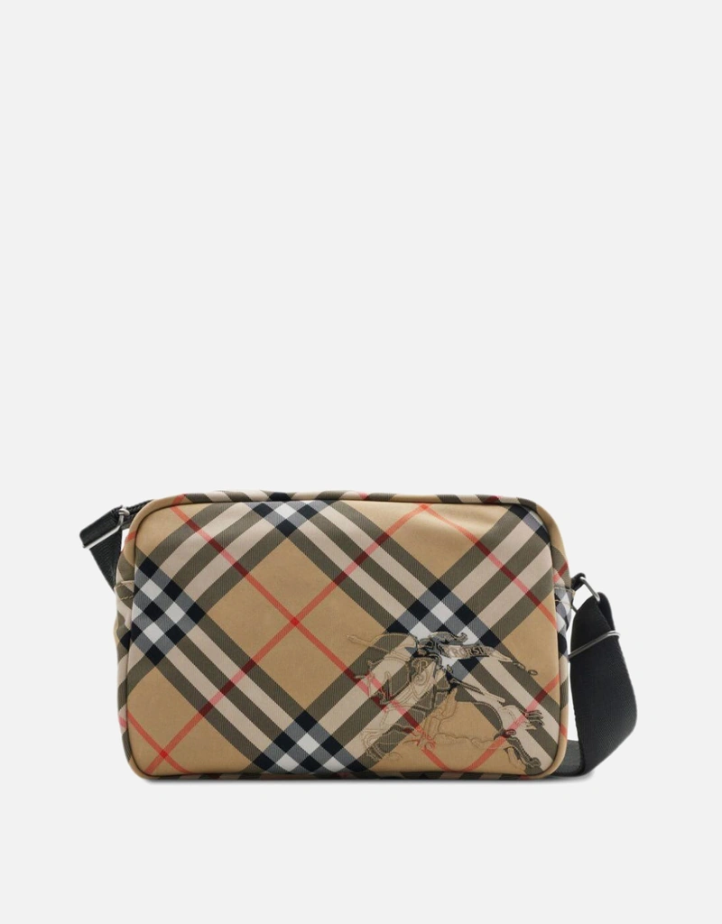 Burberry メンズ 刺繍ファブリックチェック 斜め掛けバッグ Burberry メンズ 刺繍ファブリックチェック 斜め掛けバッグ