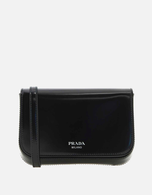 Prada メンズブラックレザークロスボディバッグ () IFCHIC.COM