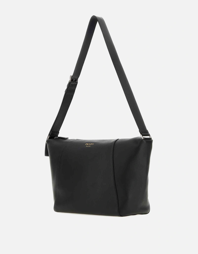 PRADA ブラック ボディバッグ Prada メンズブラックレザークロスボディバッグ () IFCHIC.COM