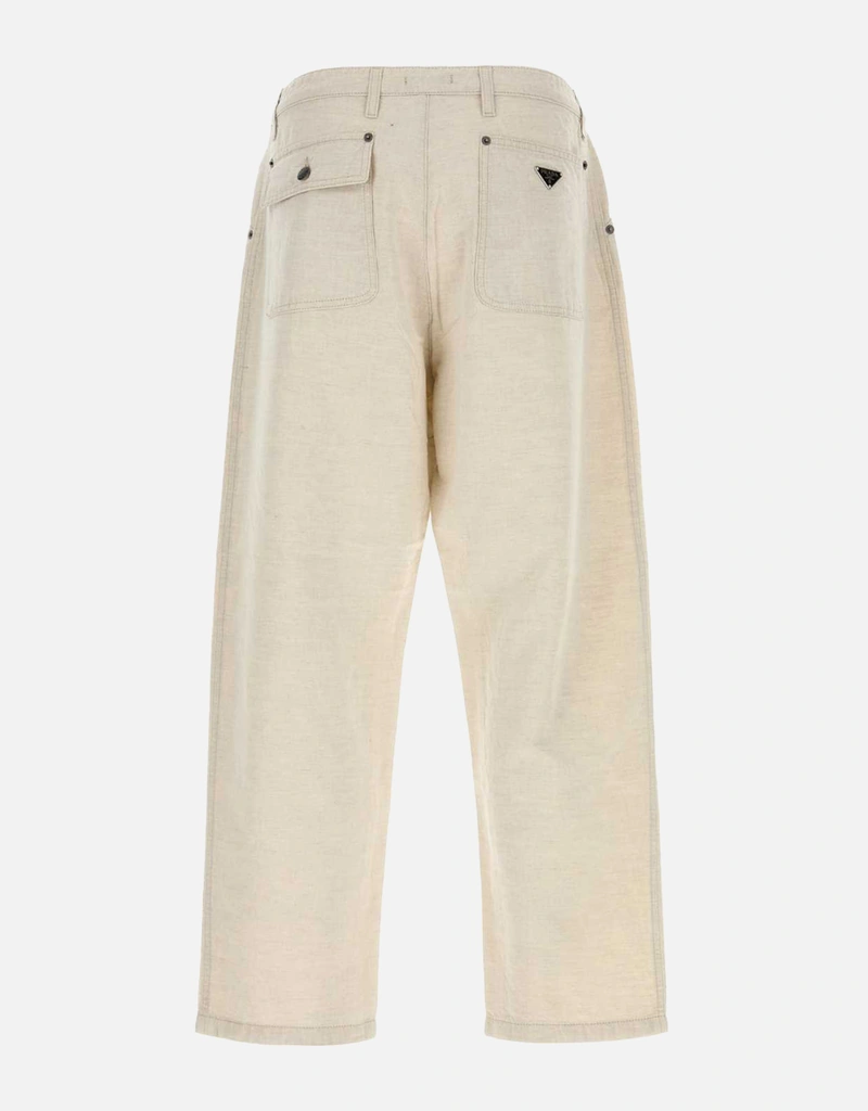 Prada メンズメランジアイボリーチャンブレーパンツ () IFCHIC.COM