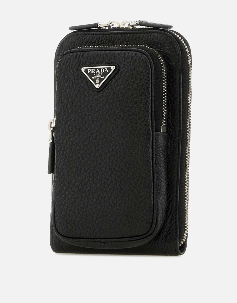 Prada メンズ ペブルディアレザー フォンケース (電子製品アクセサリ