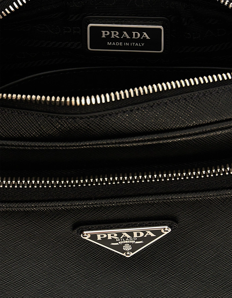 Prada メンズ サフィアーノ カーフスキンレザー クロスボディバッグ