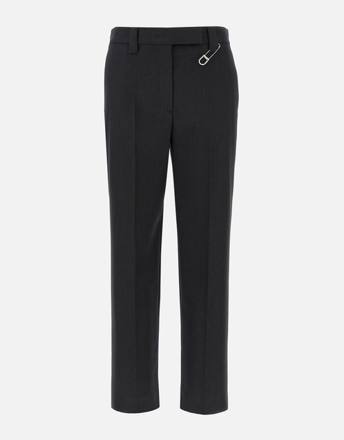 Prada Virgin Wool Brooch Pants (Pants,Straight Leg Pants) IFCHIC.COM