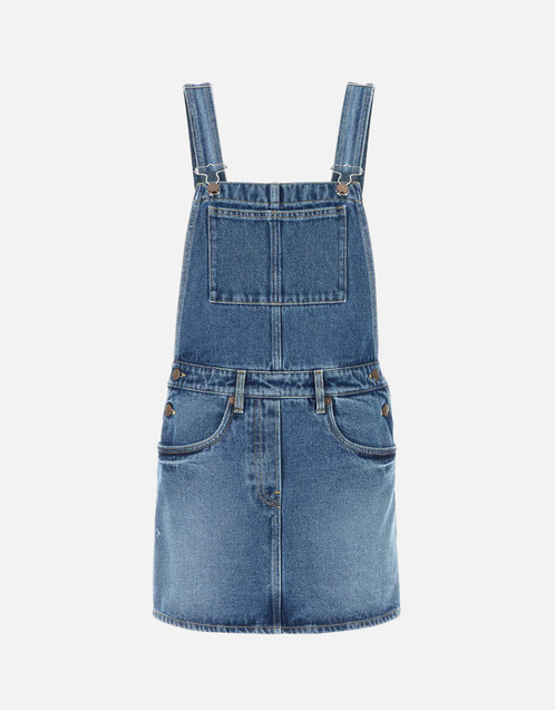 Prada Women's Denim Overall Dress in Blue | Size: 36 Prada Women's Denim Overall Dress in Blue | Size: 36
