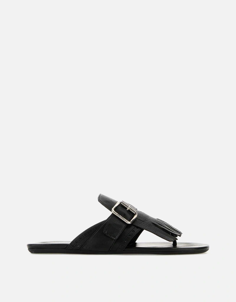 【PRADA】メンズ レザー テクニカル サンダル Prada メンズ ブラック カーフレザー シャッフル サンダル () IFCHIC.COM