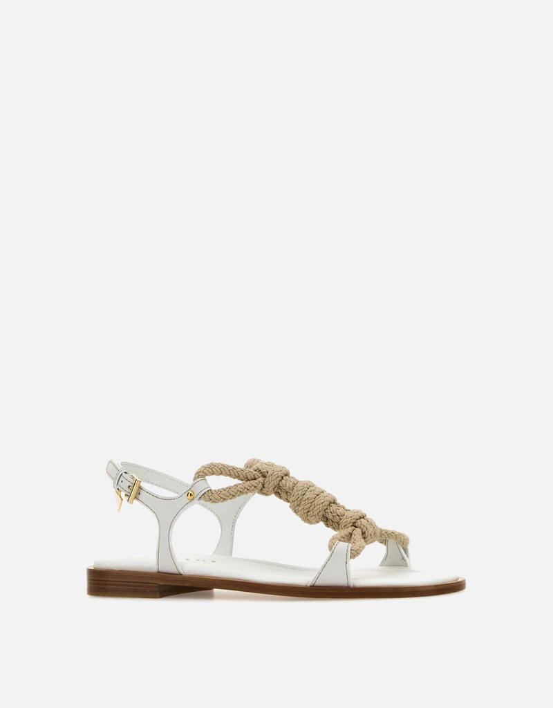 Prada ツートーンファブリックアンドレザーサンダル () IFCHIC.COM