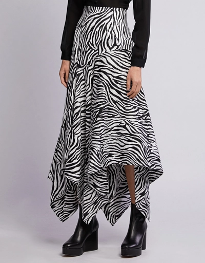 Lonnie Zebra Printed Asymmetric Maxi Skirt