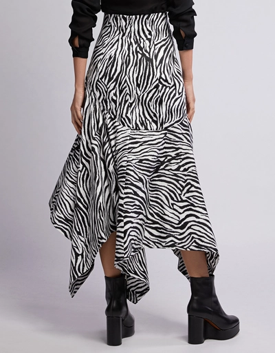 Lonnie Zebra Printed Asymmetric Maxi Skirt