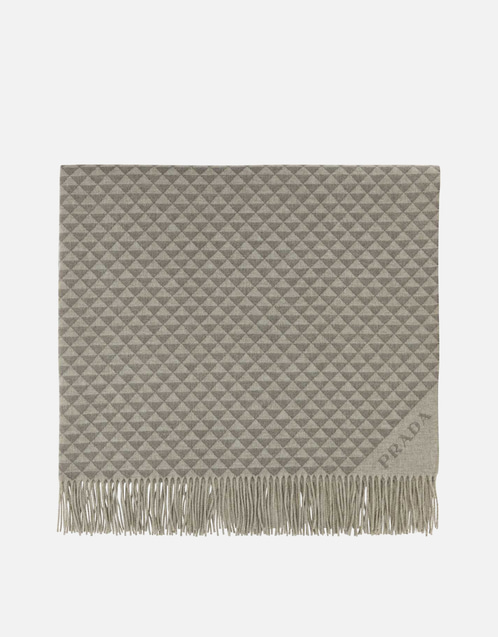 Prada ユニセックス刺繍ウールブレンドシンボルダブルブランケット Prada ユニセックス刺繍ウールブレンドシンボルダブルブランケット