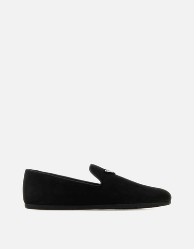 Prada メンズミッドナイトブルースエードローファー () IFCHIC.COM