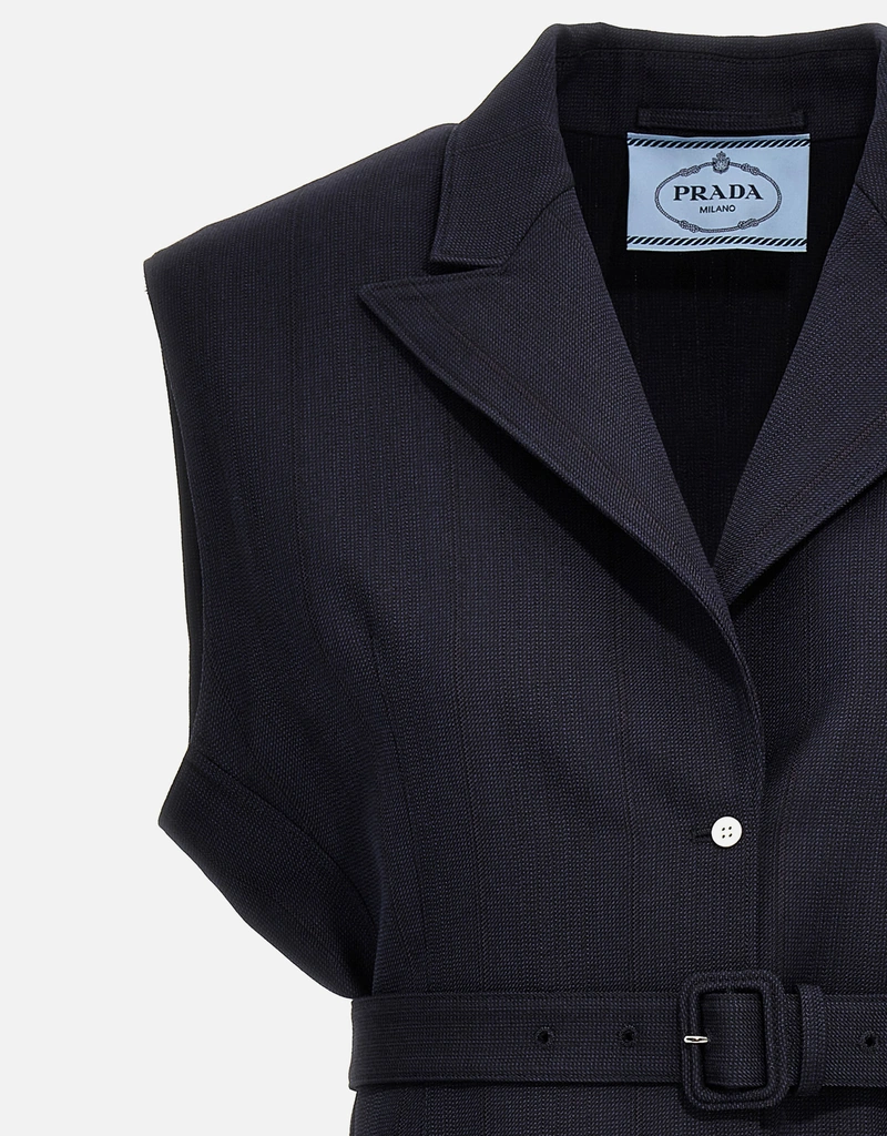 プラダ PRADA ベルト付ウールベスト P5670H ネイビー ウール レディース ベスト PRADA - プラダ PRADA ベルト付ウールベスト P5670H ネイビー ウール