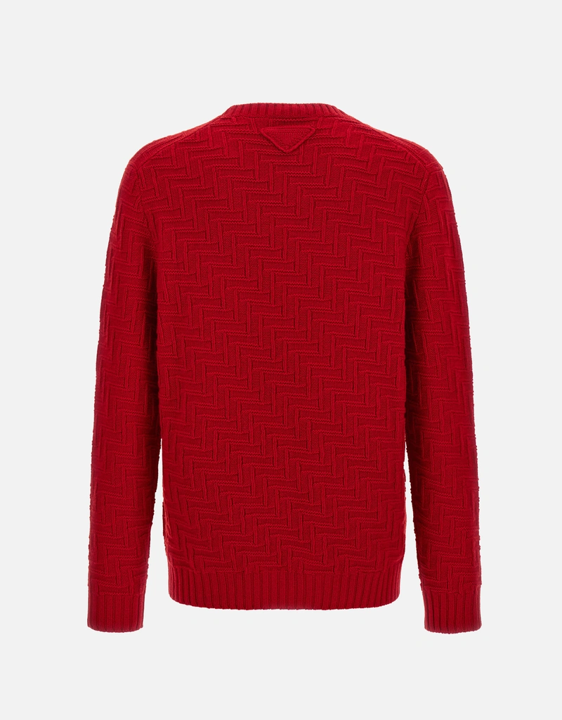 プラダ　PRADA スキッパーニット　赤　メンズ　ボルドー Prada Men's Virgin Wool And Cashmere Crew Neck Sweater (Knitwear