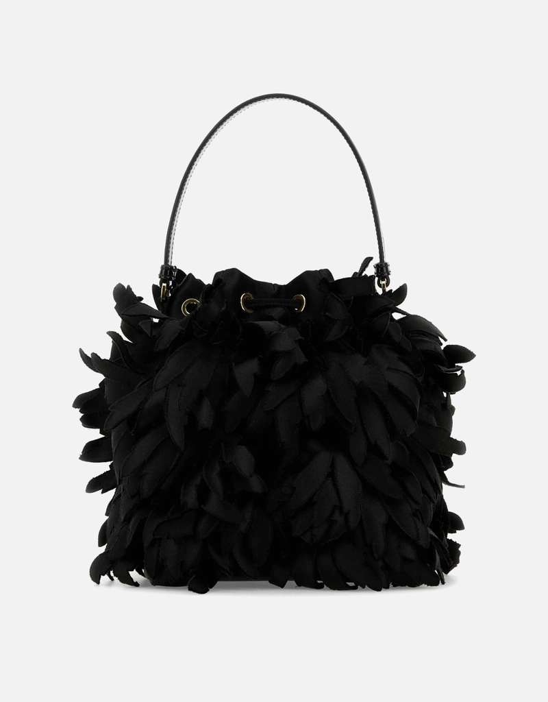 最後　新品　プラダ　バッグ　シルクサテン　ミンク　パーティーバッグ　ブラック Prada 装飾付きサテンミニバケットバッグ () IFCHIC.COM