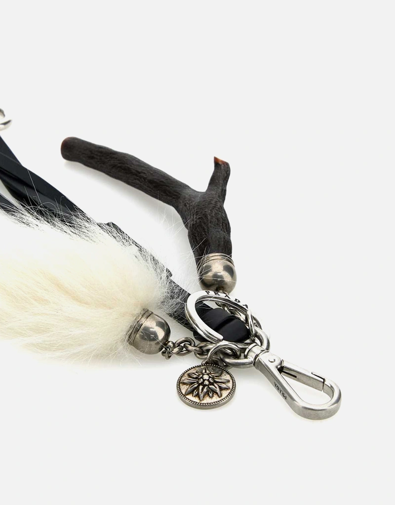 Prada ブラックレザーキーリング () IFCHIC.COM