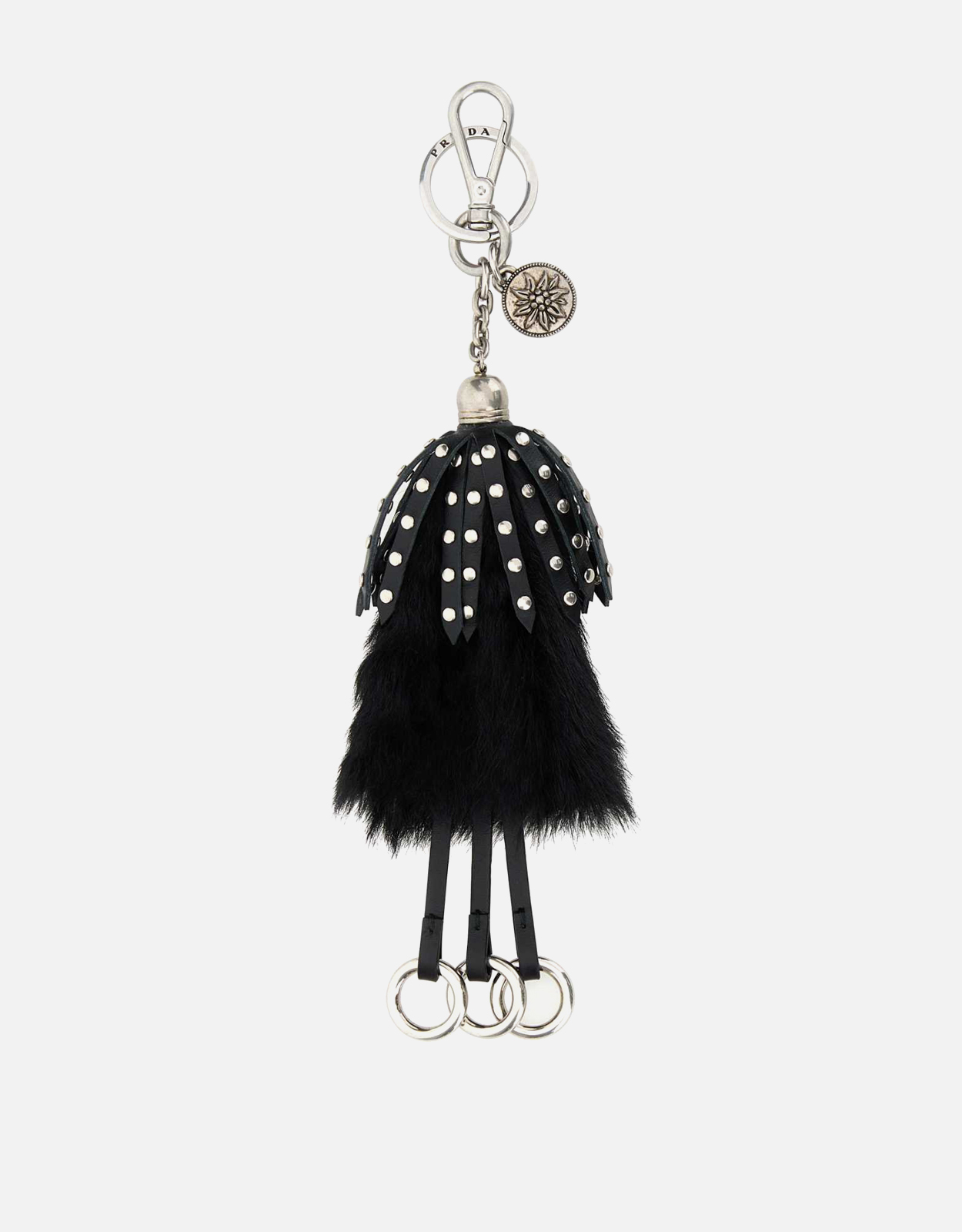 Prada Prada Black Calf Hair And Leather Keyring　プラダ ブラック カーフヘア & レザー キーリング