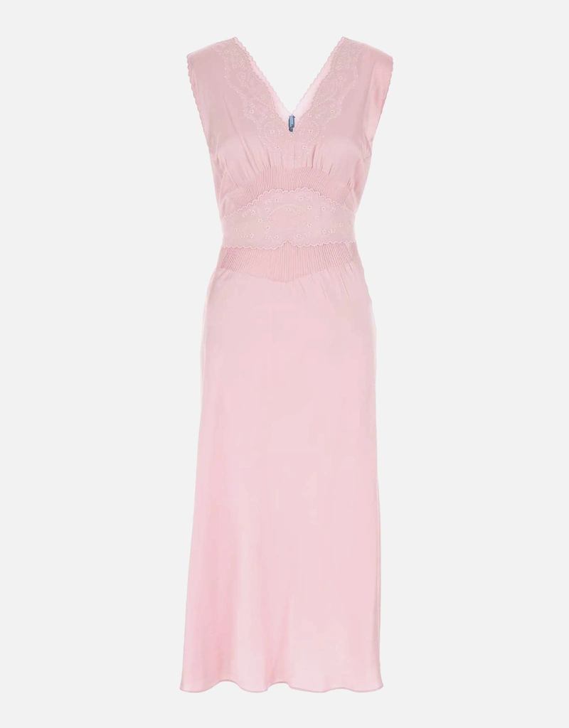 prada pink satin dress Embellished wool and silk minidress in pink - Prada