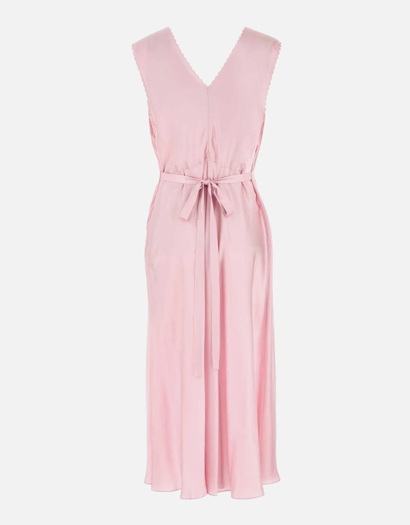 prada pink silk dress Prada Pink Satin Dress () IFCHIC.COM