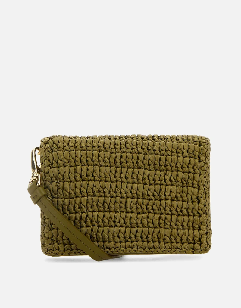 Prada オリーブグリーン ラフィア カードホルダー () IFCHIC.COM