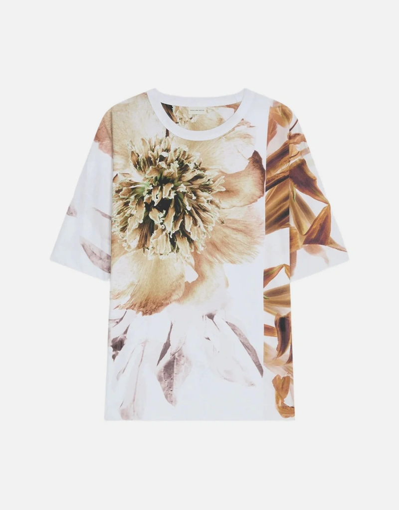 Dries Van Noten Men's Hein Cotton Peony Printed T-Shirt (Clothing