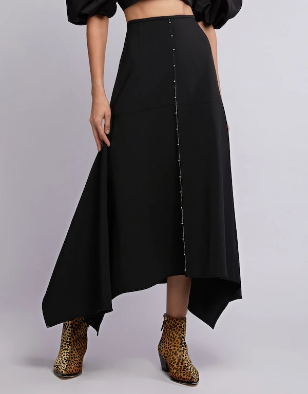 Ellery Riccardo Asymmetric Paneled Wool-Blend Midi Skirt