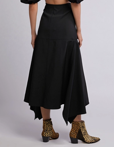 Riccardo Asymmetric Paneled Wool-Blend Midi Skirt